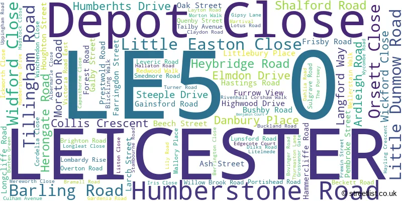 A word cloud for the LE5 0 postcode